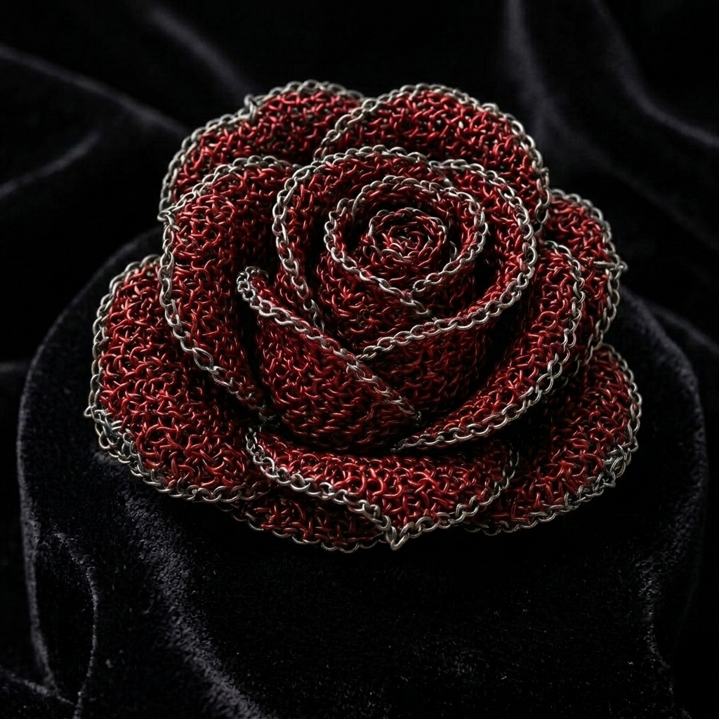 Handmade chainmail rose