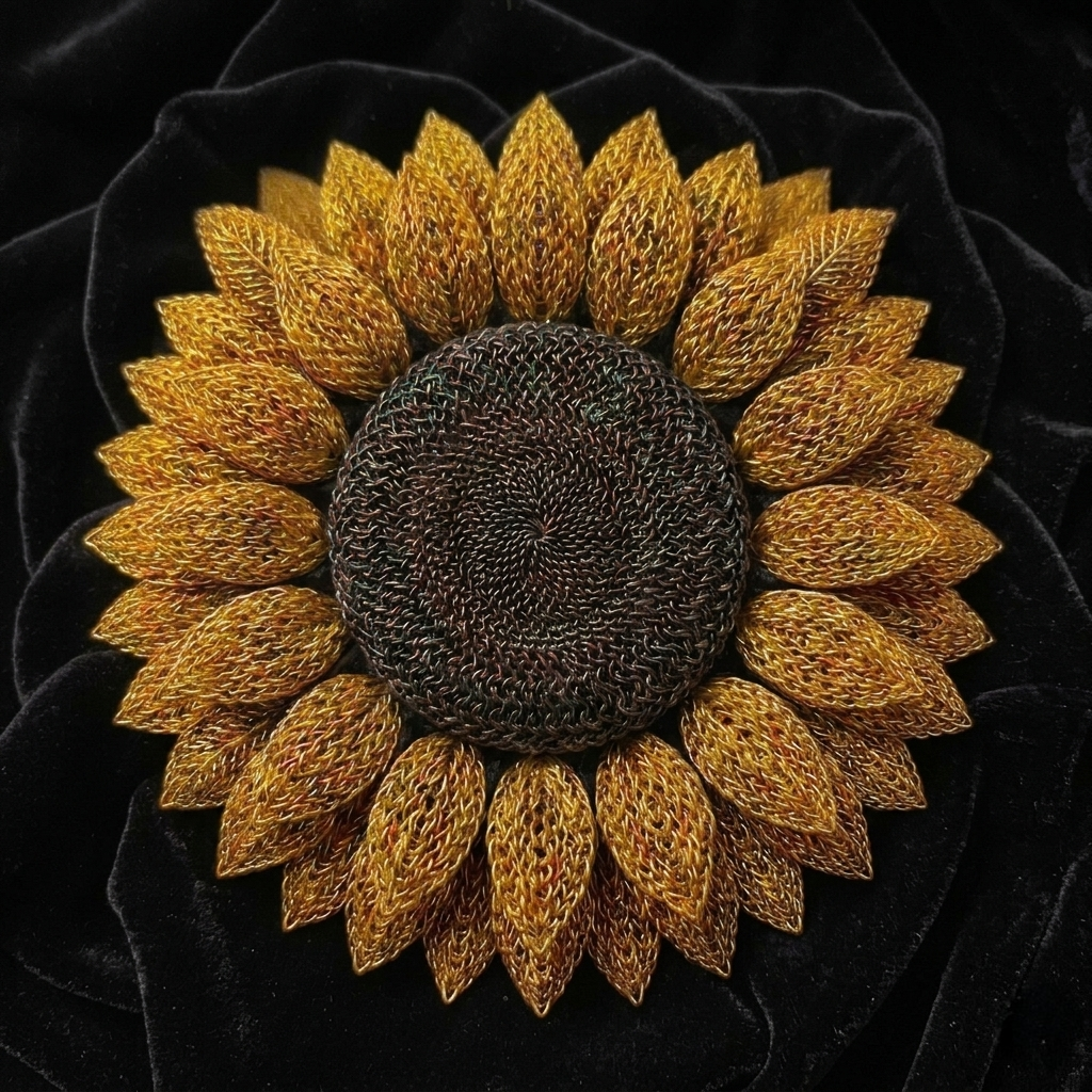 Handmade chainmail sunflower